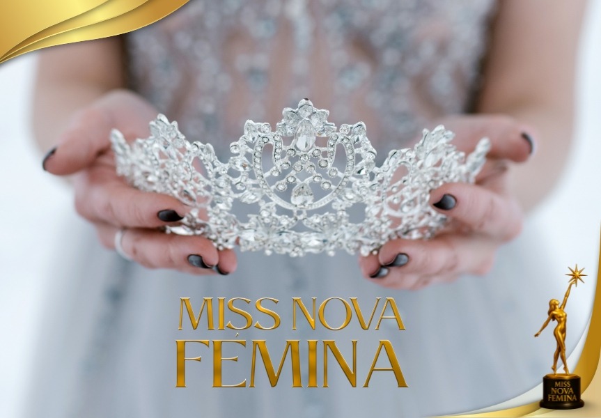 Corona plateada con incrustaciones de cristal, símbolo de Miss Nova Femina 2025.