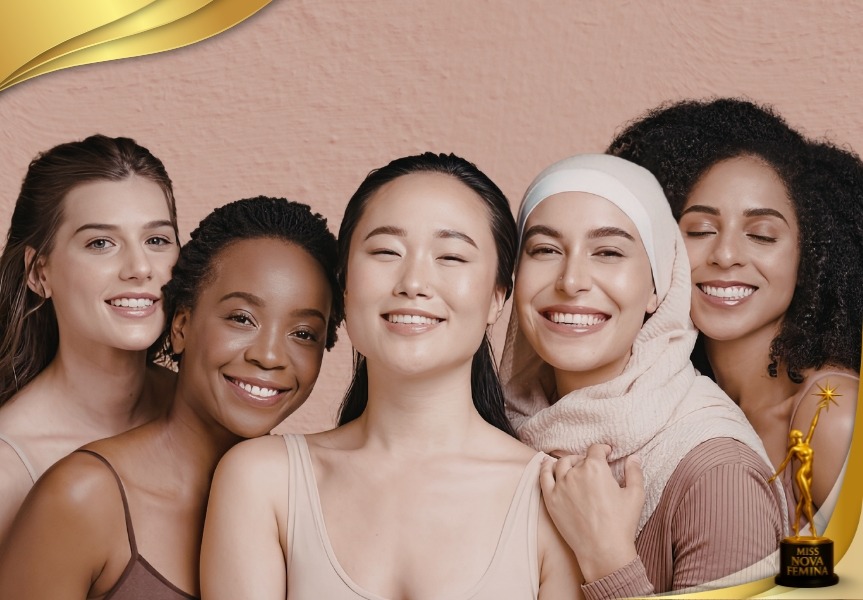 Grupo diverso de mujeres sonrientes representando inclusión y diversidad en Miss Nova Fémina Miami 2026